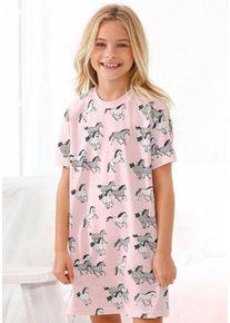 Petite Fleur Nachthemd mit Allover Pferde-Druck, grau|rosa