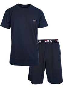 Fila Shorty (2 tlg) Hose mit elastischem Logobund und Kurzarmshirt, blau