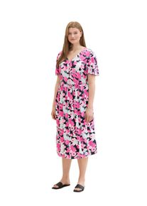 Tom Tailor Große Größen Midikleid mit Blumenprint und Bindeband Gr. 46 pink geblümt für Damen