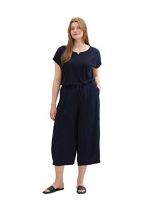 Tom Tailor Große Größen Gecrinkelte Culotte mit elastischem Bund Gr. 48 blau für Damen
