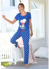 Große Größen Pyjama Gr. 44/46 blau für Damen