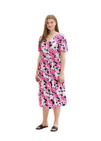 Tom Tailor Große Größen Midikleid mit Blumenprint und Bindeband Gr. 46 pink geblümt für Damen