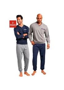 Pyjama Le Jogger Gr. 48/50 (M), blau (marine, grau, meliert) Herren Homewear-Sets in langer Form Bestseller