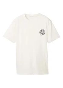 Tom Tailor Jungen T-Shirt mit Bio-Baumwolle, weiß, Textprint, Gr. 152