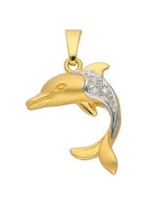 Ketten-Anhänger ADELIA ́S "333 Gold Anhänger Delphin mit Zirkonia" Schmuckanhänger Gr. Weißgold 333, goldfarben (gold) Damen 333 Gold mit Zirkonia Goldschmuck für