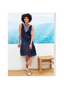 A-Linien-Kleid HEINE "Leinenkleid" Gr. 34, Normalgrößen, blau (marine) Damen Kleider Knielange