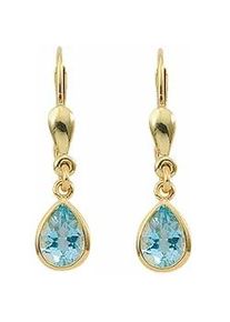 Paar Ohrhänger ADELIA ́S "1 585 Gold Ohrringe / mit Aquamarin" Gr. Damen, Gelbgold 585, blau Damen 585 Gold mit Aquamarin Goldschmuck für