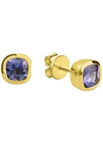 Paar Ohrstecker Vivance "585/- Gelbgold glanz Tansanit" Ohrringe Gr. ONE-SIZE, Gold, gelb (gelb, blau) Damen