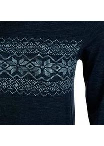 Damen T-Shirt Endurance Yalia Seamless Wool Print LS Baselayer dunkelblau, L/XL - Blau - L/XL