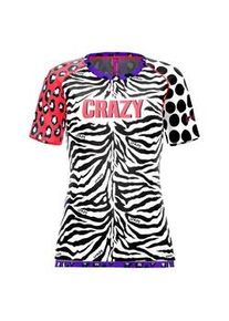 Damen T-Shirt Crazy Idea Mountain Flash Black/Zebra S - Weiß - S