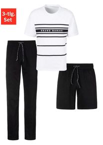 Bruno Banani Schlafanzug (Spar-Set, 3 tlg) Shirt mit Shorts und langer Hose, schwarz|weiß