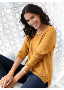 Inspirationen Damen V-Ausschnitt-Pullover "Pullover", gelb, Gr. 38, unifarben, 100% Baumwolle, Pullover