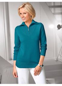 Casual Looks Damen Troyer "Pullover", blau, Gr. 38, meliert, unifarben, 50% Baumwolle, 50% Polyacryl, Pullover
