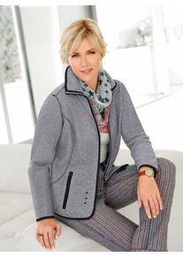 Casual Looks Damen Fleecejacke, grau, Gr. 40, unifarben, gemustert, meliert, 100% Polyester, Jacken