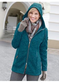 Casual Looks Damen Kapuzenfleecejacke, blau, Gr. 48, meliert, unifarben, 100% Polyester, Jacken