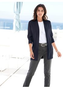 Casual Looks Damen Longstrickjacke, blau, Gr. 38, unifarben, 100% Baumwolle, Strickjacken