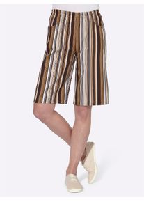 Classic Basics Damen Bermudas, braun, Gr. 40, gemustert, gestreift, mehrfarbig, 100% Baumwolle, Hosen