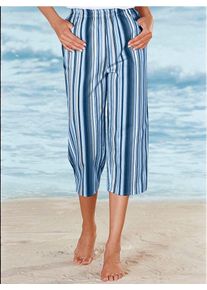 Classic Basics Damen Caprihose, blau, Gr. 40, gemustert, gestreift, mehrfarbig, 100% Baumwolle, Hosen