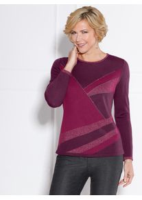 CLASSIC Damen Rundhalspullover "Pullover", lila, Gr. 38, gemustert, mehrfarbig, 95% Polyacryl, 5% metallisierte Fasern, Pullover