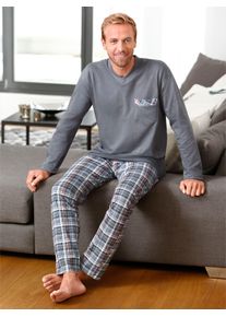 TopTen TOP TEN Herren Schlafanzug, Gr. 48, grau, 100% Baumwolle, Homewear-Sets