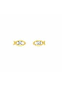 Paar Ohrhänger ADELIA ́S "1 333 Gold Ohrringe / Ohrstecker Fisch mit Zirkonia" Gr. Damen, Gelbgold 333, goldfarben (gold) Damen mit Zirkonia Goldschmuck für