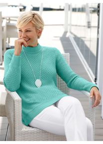 Classic Basics Damen Stehkragenpullover "Pullover", blau, Gr. 38, unifarben, 100% Polyacryl, Pullover
