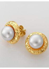Lady Damen Paar Ohrstecker, Perle ct, Perlen, gold, Perlen, Ohrringe