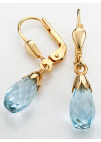 Lady Damen Paar Ohrhänger, Blau-Topas ct, Metall, gold, Metall, Ohrringe