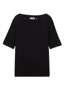 Tom Tailor Damen T-Shirt mit Bio-Baumwolle, schwarz, Uni, Gr. XXL