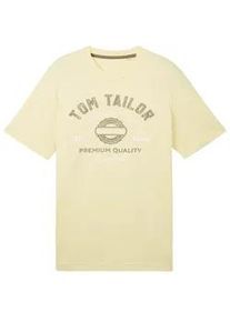Tom Tailor Herren T-Shirt mit Logo Print, gelb, Logo Print, Gr. XXL