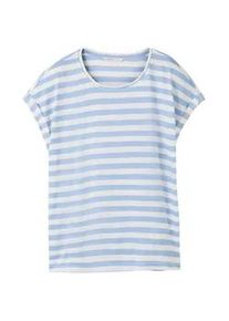 Tom Tailor DENIM Damen T-Shirt mit Streifenmuster, blau, Streifenmuster, Gr. XXL