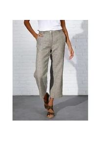 Leinenhose CREATION L PREMIUM Gr. 20, Kurzgrößen, grün (khaki, weiß, meliert) Damen Hosen