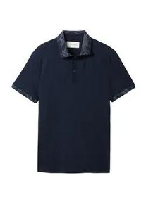 Tom Tailor Herren Basic Poloshirt, blau, Uni, Gr. XXL