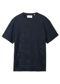 Tom Tailor Herren Jacquard T-Shirt, blau, Muster, Gr. XXL