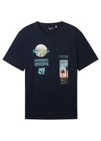 Tom Tailor Herren T-Shirt mit Fotoprint, blau, Fotoprint, Gr. XXL