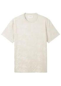 Tom Tailor Herren Jacquard T-Shirt, braun, Muster, Gr. XXL
