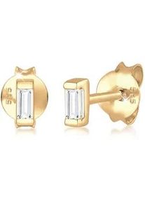 Paar Ohrstecker Elli PREMIUM "Minimal Geo Topas Edelstein Zart 585 Gelbgold" Ohrringe Gr. OneSize, mit Steinen, Gelbgold 585, goldfarben (gold, weiß) Damen