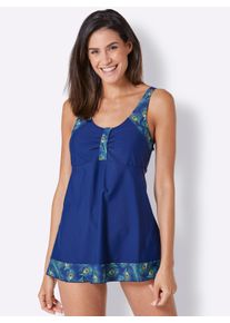 feel good sheego Große Größen Tankini-Oberteil mit Softcups, royalblau-blaugrün-bedruckt, Größe 40D - Damen