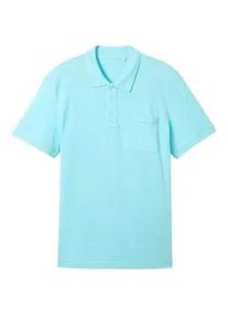 Tom Tailor Herren Poloshirt mit Struktur, blau, Uni, Gr. XXL