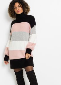bonprix Long-Pullover, schwarz, Gr.36/38 (S), Gem&uuml;tlicher Long-Pullover mit Streifen und Rollkragen