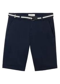Tom Tailor Herren Slim Chino Shorts mit Gürtel, blau, Uni, Gr. 33
