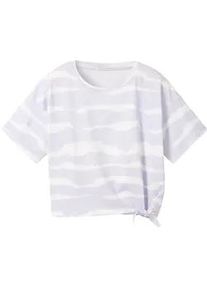 Tom Tailor Mädchen Cropped T-Shirt mit Bio-Baumwolle, lila, Batikmuster / Tie-Dye Effekt, Gr. 140