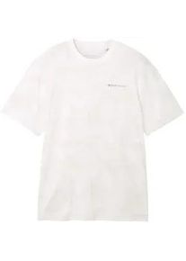 Tom Tailor DENIM Herren T-Shirt mit Allover Print, weiß, Allover Print, Gr. XXL