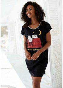 PEANUTS Nachthemd mit Snoopy Druckmotiv, schwarz