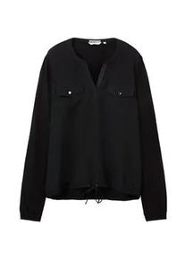 Tom Tailor Damen Langarmshirt mit LENZING(TM) ECOVERO(TM), schwarz, Uni, Gr. L