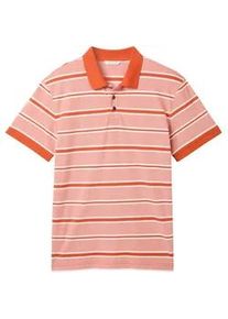 Tom Tailor Herren Poloshirt mit Streifenmuster, orange, Streifenmuster, Gr. XXL