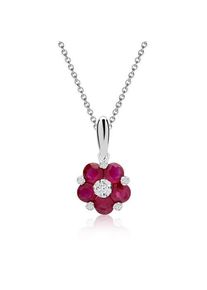 UNIQUE Blüten-Collier Rubine Diamanten 0,595 ct gesamt