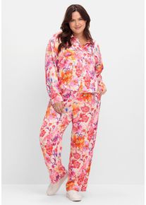 sheego loves miss goodlife Große Größen Gerade Hose mit Blumenprint, aus fließender Viskose Gr. 46 pink geblümt von sheego für Damen