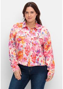 sheego loves miss goodlife Große Größen Blusenjacke mit Blumenprint, aus Viskose Gr. 40 pink geblümt von sheego für Damen