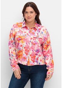 sheego loves miss goodlife Große Größen Blusenjacke mit Blumenprint, aus Viskose Gr. 40 pink geblümt von sheego für Damen